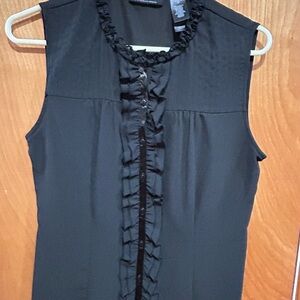 Axcess Black Ruffled Sleeveless Blouse